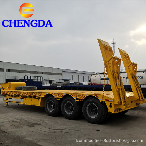 Новые 3 оси 60Tons Lowed Low Bed Semi Trailer